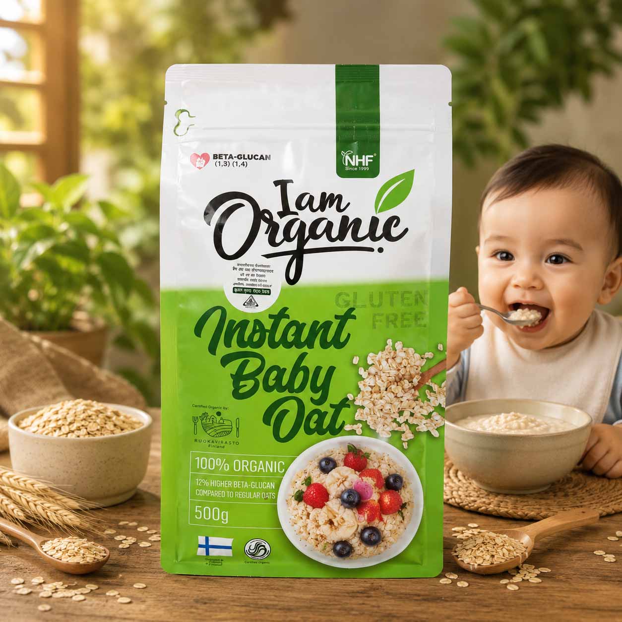 Instant Baby Oats ইনস্ট্যান্ট বেবি ওটস, অর্গানিক বেবি ওটস, গ্লুটেন ফ্রি ওটস, শিশুদের ওটস, বেবি ফুড, baby oats Bangladesh, organic oats, instant oats for baby, healthy baby food, I Am Organic Baby Oats