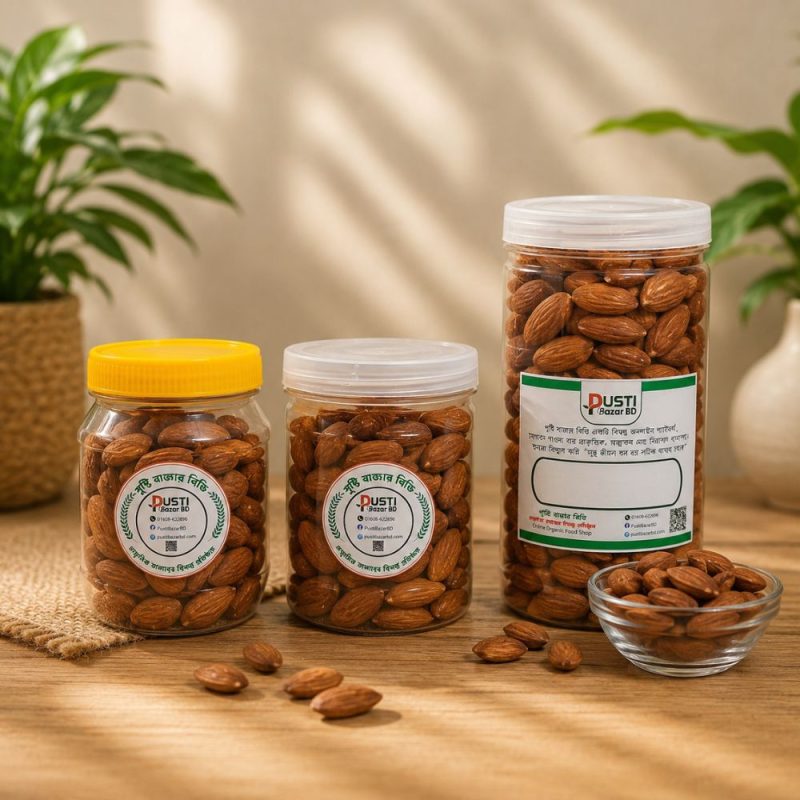 কাঠবাদাম, kat badam, almond nuts Bangladesh, almonds online, dry fruits Bangladesh, premium almond, healthy nuts, organic food, বাদাম অনলাইন, healthy snacks, Pusti Bazar BD